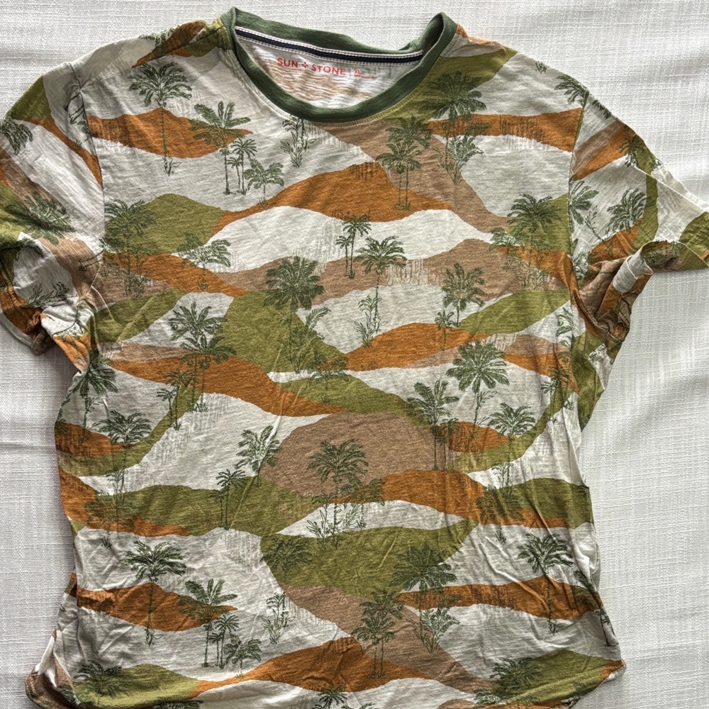 Sun + Stone Tropical Green and Orange Tee